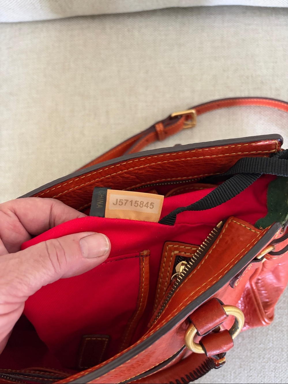 Vintage Dooney & Bourke Bright Orange Leather Satchel with Gold Hardware - Picture 4 of 4